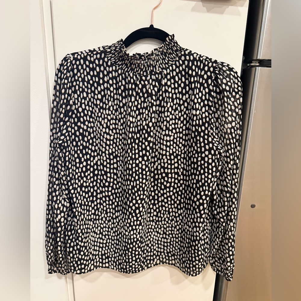 J. Crew Black and White Patterned Blouse